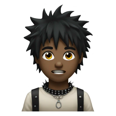boy with black hair and spiked choker with black tears running out of eyes sticker