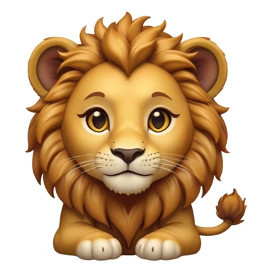 Cinematic Cute Lion Cub Portrait Emoji, Head tilted playfully and inquisitively, featuring a glossy tawny Fur with a lush mane and round, sparkling amber eyes filled with curious mischief, Simplified yet irresistibly adorable features, highly detailed, glowing with a warm, friendly glow, high shine, affectionate and spirited, stylized with a touch of jungle whimsy, bright and endearing, soft glowing outline, capturing the essence of a mischievous yet loving Lion Cub, so playful it feels like it could pounce out of the screen and into your arms! sticker