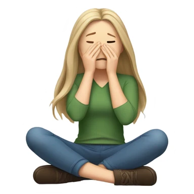  White girl ashamed of herself of hiding face in hands sticker