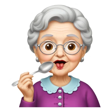 Granny licking silver spoon sticker