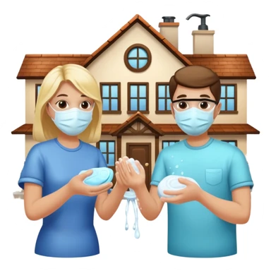 Give me emojis that represent corona-time safety rules such as: keep your distance, wear a mask, wash hands, avoid crowds, sanitize regularly, stay home, and no handshakes. Use only relevant emojis.  another except this   sticker