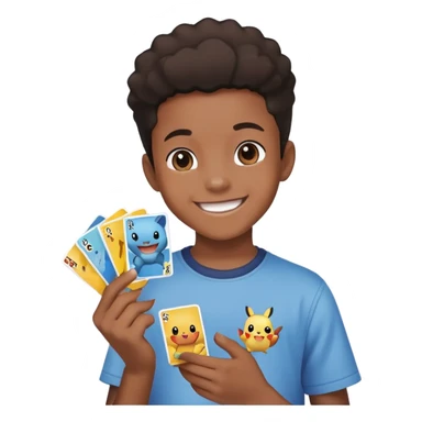 black kid opening Pokemon cards sticker