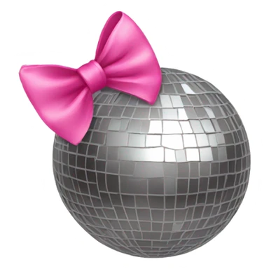 A mirrorball with a pink bow sticker