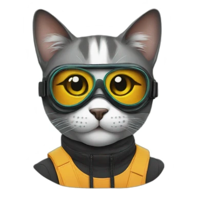Cat with mask and goggle  sticker
