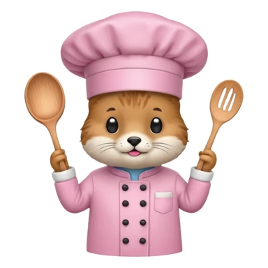animal with pink chef costume sticker