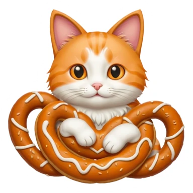 Hugging cat with pretzel sticker