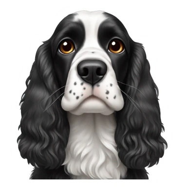 black and white cocker spaniel with nose spots sticker