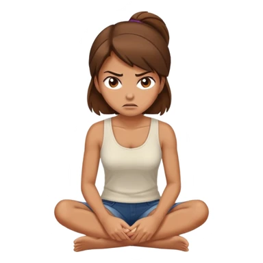 angry woman with brown hair sitting on a floor in profile avoiding conversation sticker