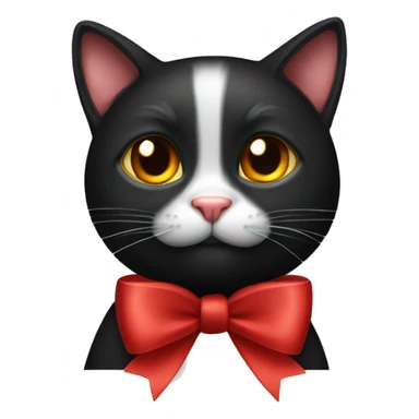 a cute black cat with a red bow on his rat  sticker