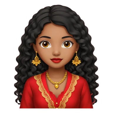 Indonesian girl, java girl with long curly hair, wear kebaya,  sticker
