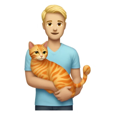 blonde trans man holding orange fat cat sticker