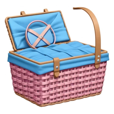 Pink picnic basket with blue blanket sticker