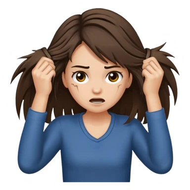 A girl ripping out her hair and pulling on it so hard sticker
