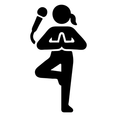 woman doing yoga with a microphone solid filled icon sticker