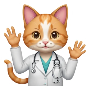cute doctor kitten with paws up sticker