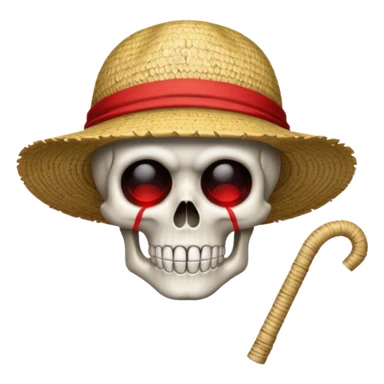 Luffy straw hat logo but.his head is a skull and the line in the hat is red without a hair and a completely black eyes sticker