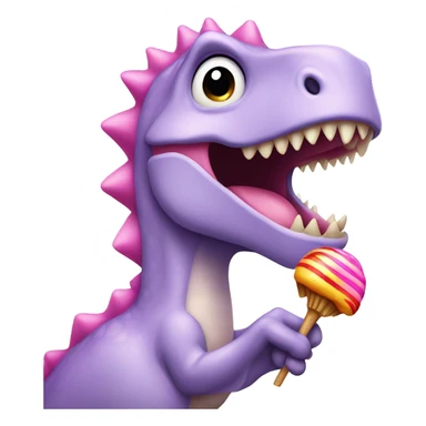 Dinosaur with pink hair and sucking on a lollipop sticker