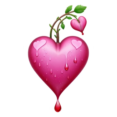 bleeding heart flower heart drop bottom sticker