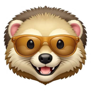 friendly anthropomorphised honey badger head wearing sunglasses sticker