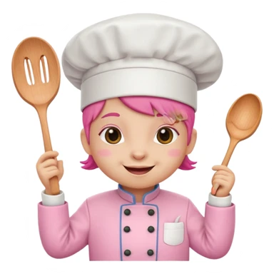 animal with pink chef costume sticker