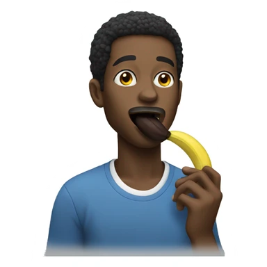black man eating a blue banana sticker