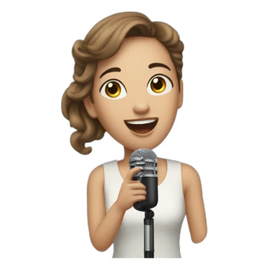 Camille Griselin sings with a microphone sticker