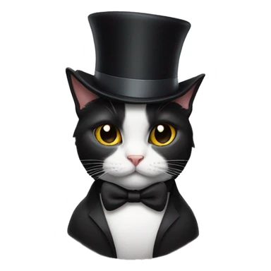 Tuxedo cat wearing a top hat  sticker