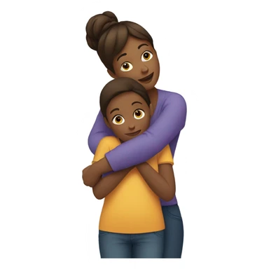 Mom and daughter hugging sticker