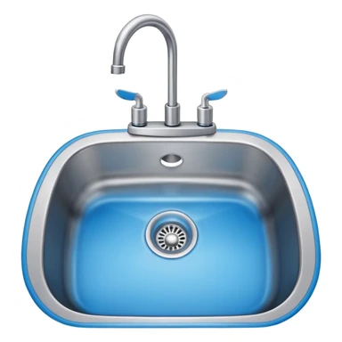 “Flat icon-style emoji of a kitchen sink and faucet, light gray and blue colors, simple clean vector look” sticker
