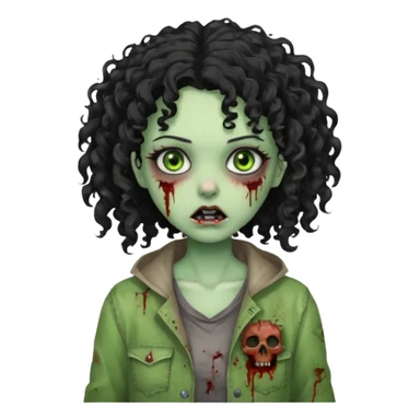 garota zumbi com cabelo cacheado preto sticker