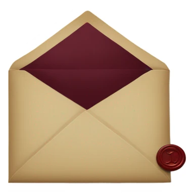 black envelope with burgundy wax seal sticker