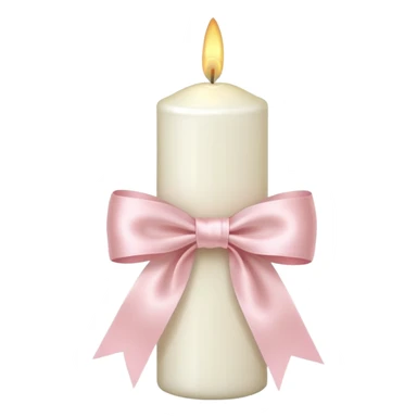 make a white candle with a light pink ribbon bow sticker