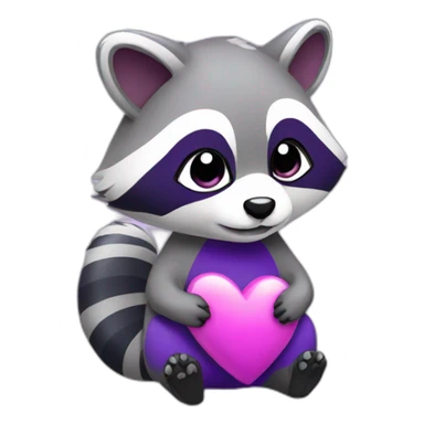 Purple raccoon with heart sticker