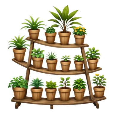 Large slanted curved multi-tier Old plant rack  sticker