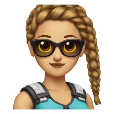 Girl warrior with French braids, brown hair and sunglasses sticker