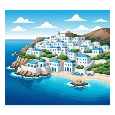 a greek island seen from the sea sticker