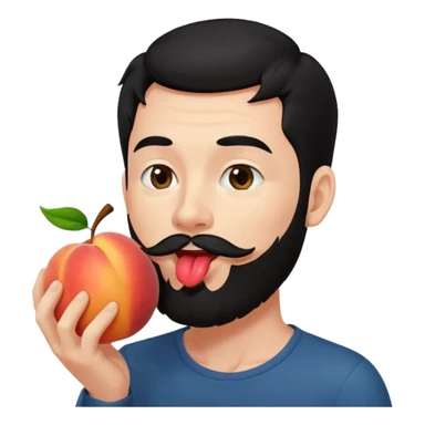 Black hair Man red beard licking peach sticker