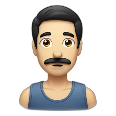 Hungry men with black hair and Little mustache  sticker