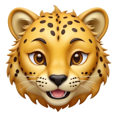 Cinematic Comical Cheetah Portrait Emoji, Head tilted dramatically with an exaggeratedly amused expression, featuring a striking, glossy golden Fur with bold spots, wide, expressive amber eyes filled with playful disbelief, Simplified yet hilariously expressive features, highly detailed, glowing with a slightly sassy glow, high shine, dramatic yet playful, stylized with an air of cheeky mischief, bright and endearing, soft glowing outline, capturing the essence of a spirited and over-the-top cheetah, so meme-worthy it feels like it could dash its way into internet fame instantly! sticker