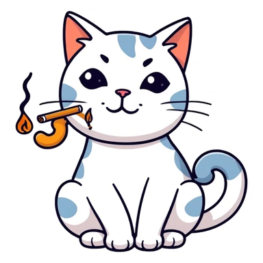 Cat smoking a joint sticker