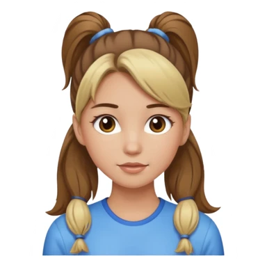 a brown haired girl with blonde highlights in a high ponytail but make her really pretty sticker