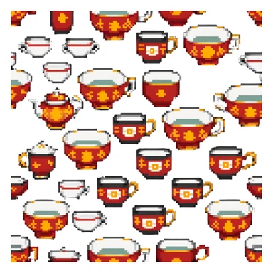 traditional Chinese tea cup with red and gold design sticker