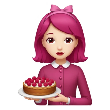 Raspberry torte human girl full body and legs with a raspberry barrette on her hair without a cake sticker