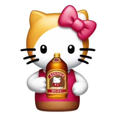 Hello Kitty, holding a bottle of Hennessy cute sticker