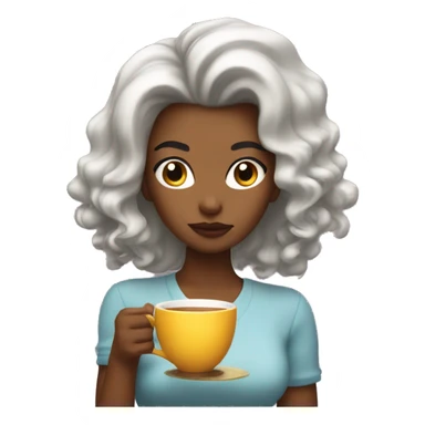 Girl with a blowout hair styl sipping tea and looking sassy sticker