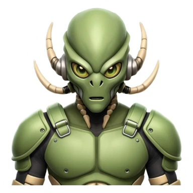 insectoid alien MMA fighter portrait, head and shoulders only, armored exoskeleton skin, sharp eyes, combat gloves, aggressive stance, 3D cartoon, mobile game icon style, clean background, no text, no watermark
 sticker