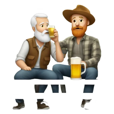A red-haired, bearded grandfather is drinking beer on a bench sticker