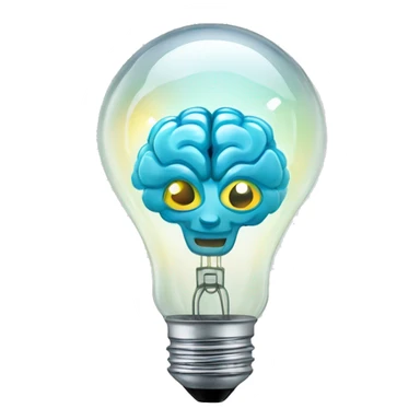 brain sparkles inside the glass light bulb sticker