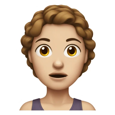 Uncomfortable and angry white pregnant woman with brown hair sticker