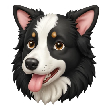 A black and white border collie has a cow's hoof in her mouth. sticker